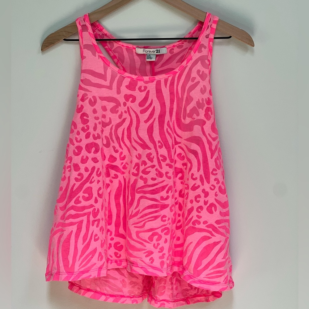 Forever 21 Hot Pink Animal Print Tank | Size Large